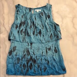 CAbi Blue Ruched Sleeveless Blouse